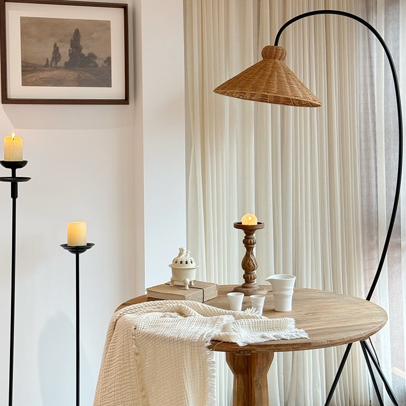 Mid Century Rattan Floor Lamp  - огляд і ціна Lighting Home Decor Items